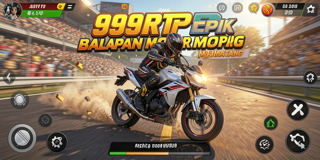 Screenshot menampilkan aksi balapan motor yang mendebarkan di lintasan.