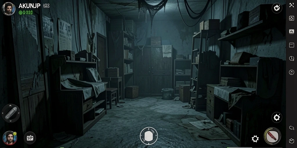 Screenshot permainan menampilkan suasana Horror yang intens.