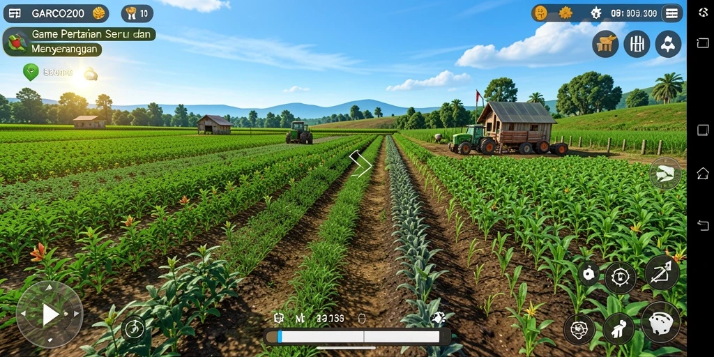Gameplay menarik di GARCO200 yang menunjukkan aktivitas bertani.