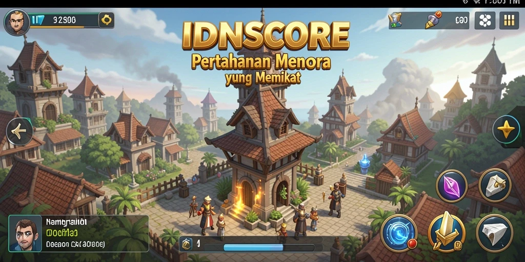 Tampilan gameplay menara dalam IDNSCORE yang epik dan mendebarkan.