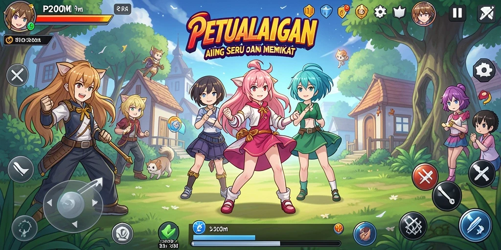 Tampilan gameplay P200M yang menarik dan penuh warna.