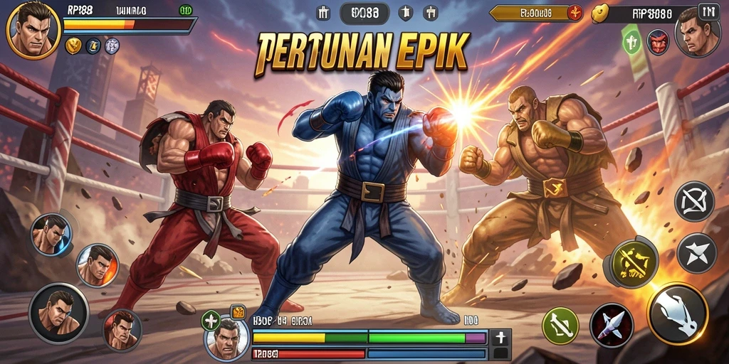 Gameplay seru dan menantang dalam RP888 bertarung dengan karakter unik.